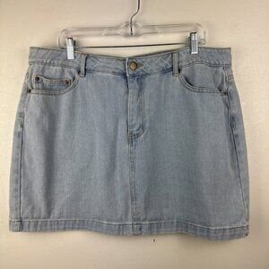 Forever 21 Skirt Women's 16 Denim Light Wash Mini Mid-Rise Short (Waist 38") Y2K